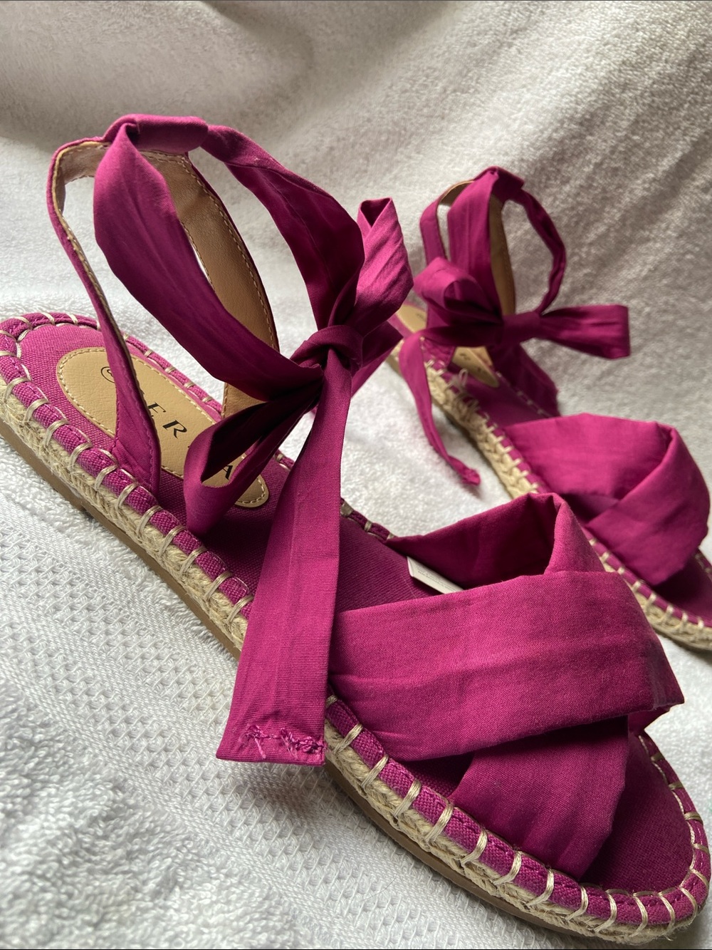 Serra Women’s Fuchsia Ankle-Tie Espadrille Jute Sole Sandals Size 8 - Picture 5 of 10